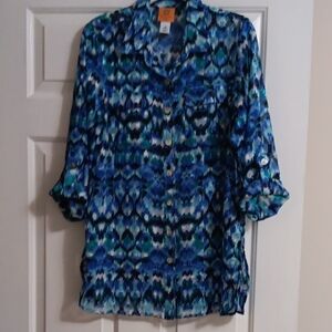 Beautiful Blue And Black Irridescent Blouse